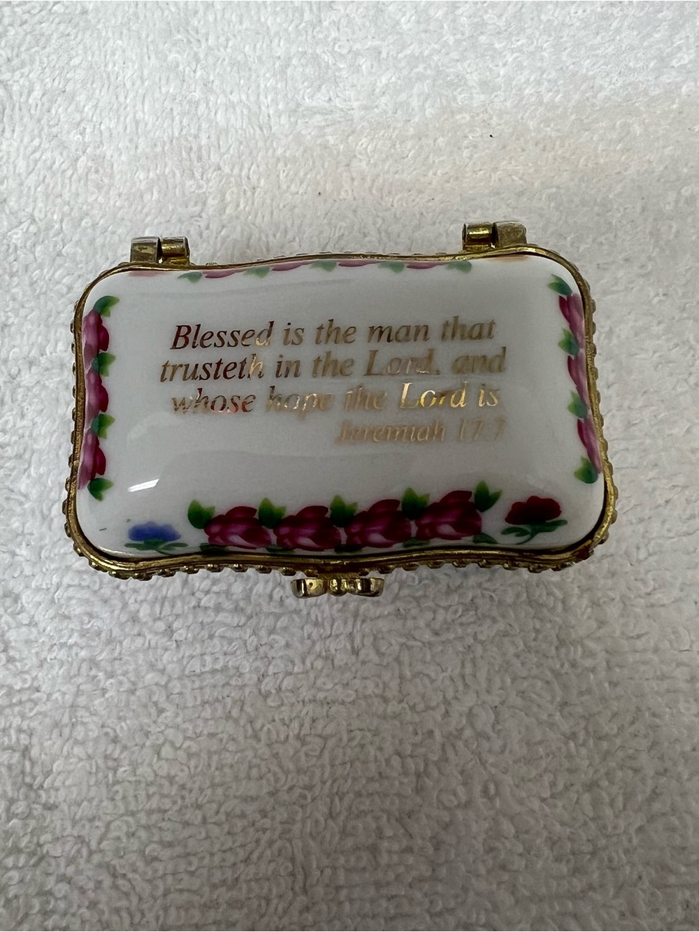Vintage Imperial Porcelain Hinged Trinket Rose Floral Box
